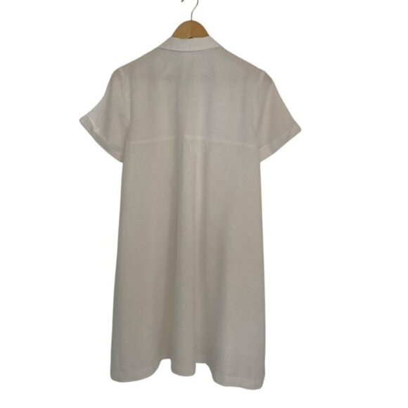 J. Jill Love Linen White Short Sleeve Button Front Shirt Dress Size Small - Picture 4 of 4